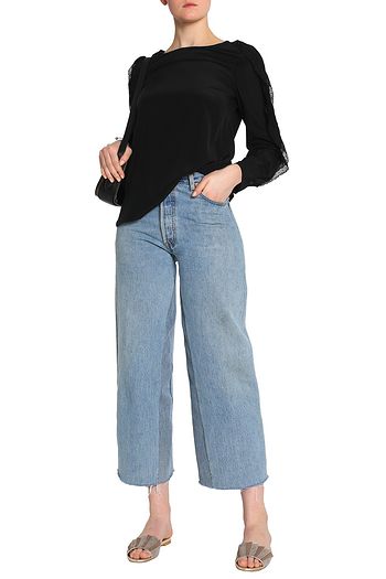 SEE BY CHLOÉ Ruffled crochet-trimmed silk crepe de chine blouse