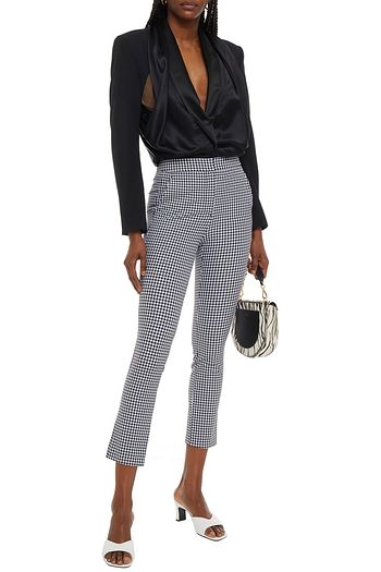 ALEXANDER WANG Draped layered silk-satin and wool-twill bodysuit