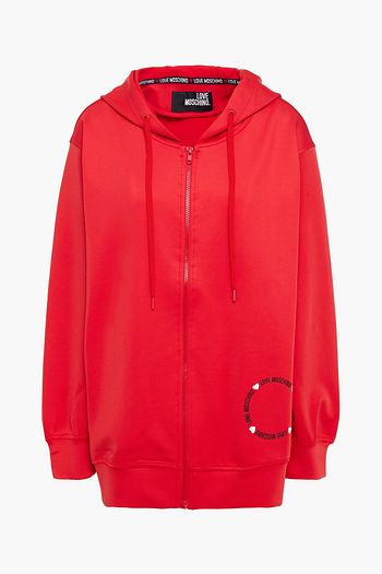LOVE MOSCHINO Printed tech-jersey hooded track jacket