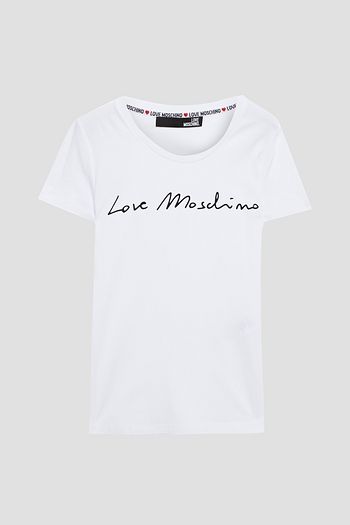 LOVE MOSCHINO Printed stretch-cotton jersey T-shirt
