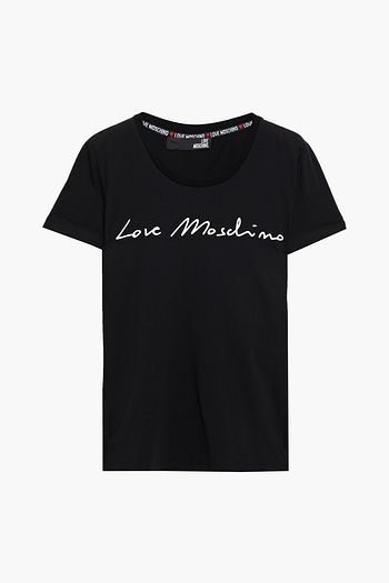 LOVE MOSCHINO Printed stretch-cotton jersey T-shirt