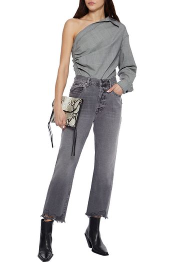 FRAME Le Original cropped distressed high-rise straight-leg jeans