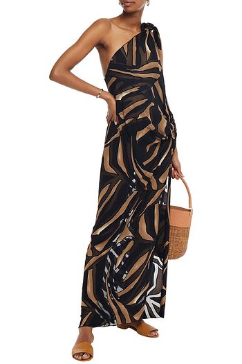 LISA MARIE FERNANDEZ Zerina one-shoulder printed burnout-crepe maxi dress