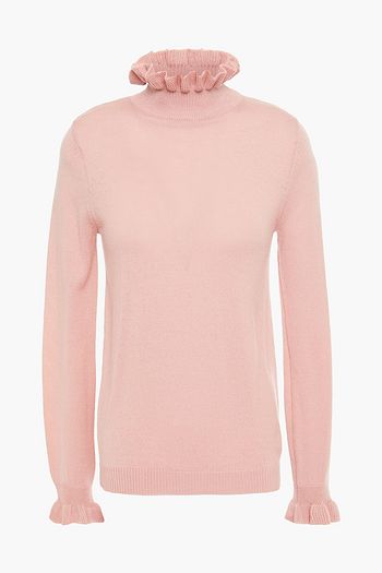 SHRIMPS Robin ruffle-trimmed merino wool-blend turtleneck sweater
