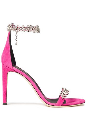 GIUSEPPE ZANOTTI Sandalen aus Veloursleder mit Kristallverzierung