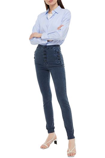 J BRAND Natasha button-detailed high-rise skinny jeans