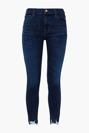 J BRAND Distressed mid-rise skinny jeans