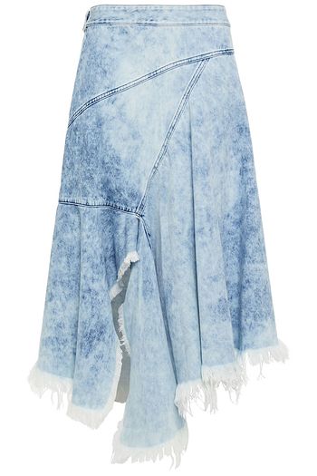 MARQUES' ALMEIDA Asymmetric frayed bleached denim midi wrap skirt