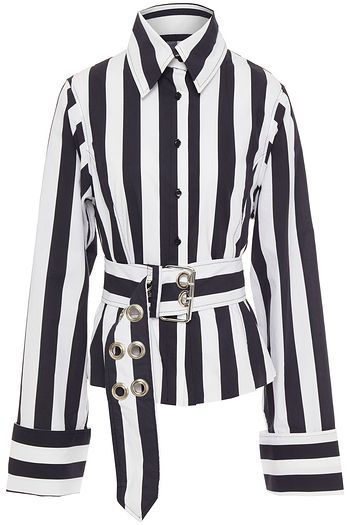 MARQUES' ALMEIDA Belted striped cotton-poplin shirt