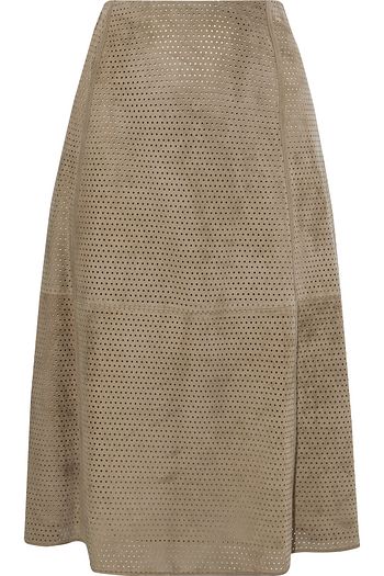 THEORY Perforated suede midi skirt