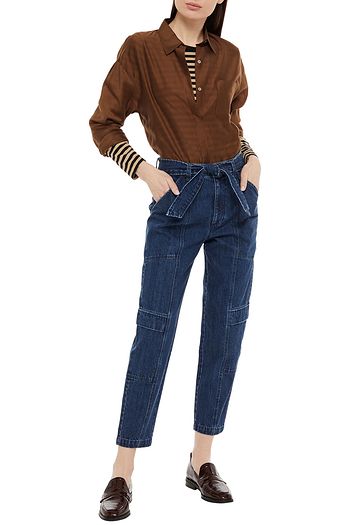 J BRAND Athena belted high-rise tapered jeans