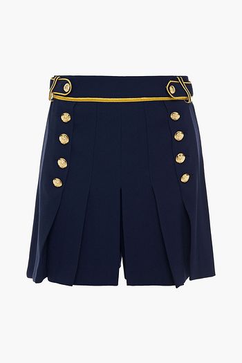 DEREK LAM 10 CROSBY Button-embellished pleated crepe shorts