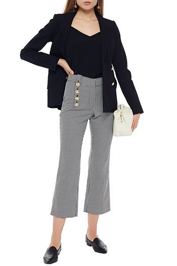 DEREK LAM 10 CROSBY Houndstooth cotton-blend twill kick-flare pants