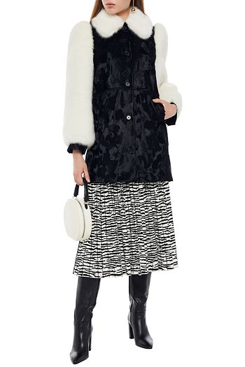 SHRIMPS Paneled two-tone faux fur coat