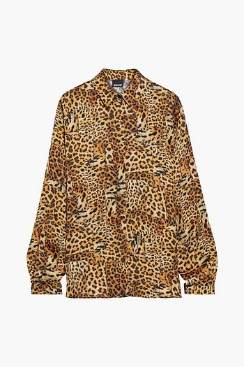 JUST CAVALLI Leopard-print satin-crepe shirt