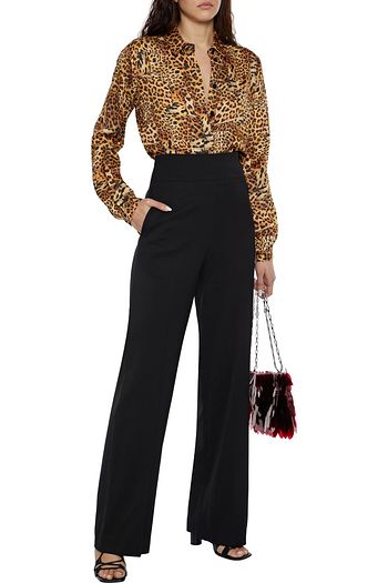 JUST CAVALLI Leopard-print satin-crepe shirt