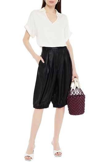 TIBI Celia pleated satin shorts