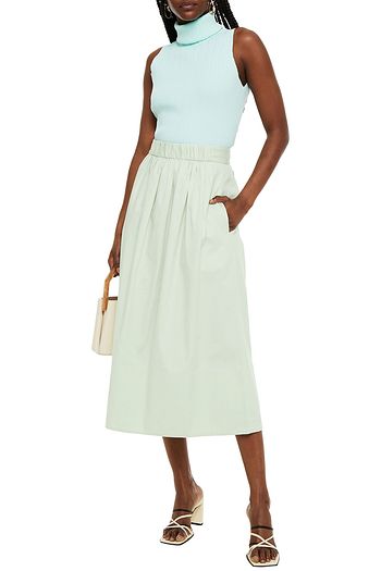 TIBI Gathered cotton midi skirt