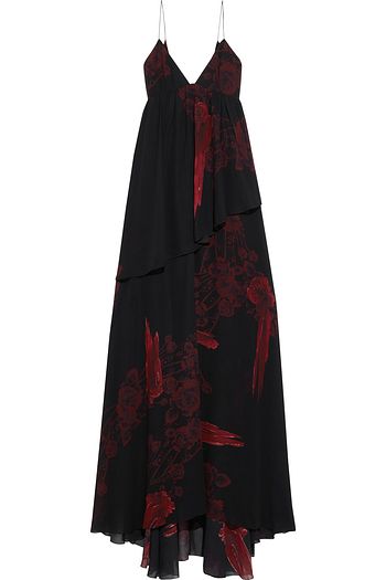 JUST CAVALLI Layered floral-print chiffon gown