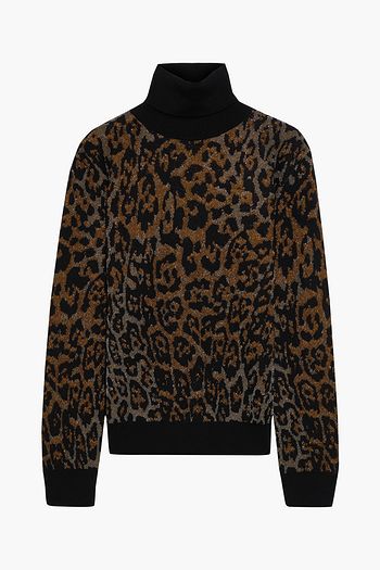 JUST CAVALLI Metallic jacquard-knit turtleneck sweater
