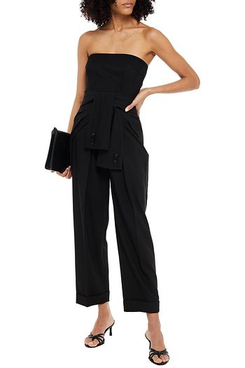ALEXANDER WANG Tie-front satin-trimmed twill straight-leg pants