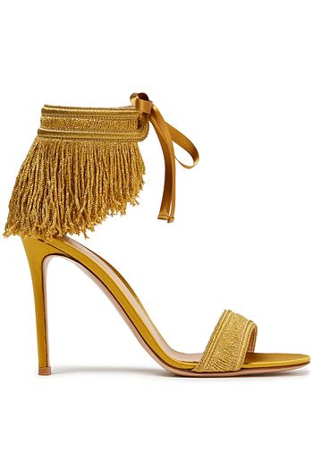 GIANVITO ROSSI Fringed metallic satin sandals