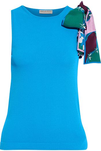 EMILIO PUCCI Bow-detailed stretch-knit tank