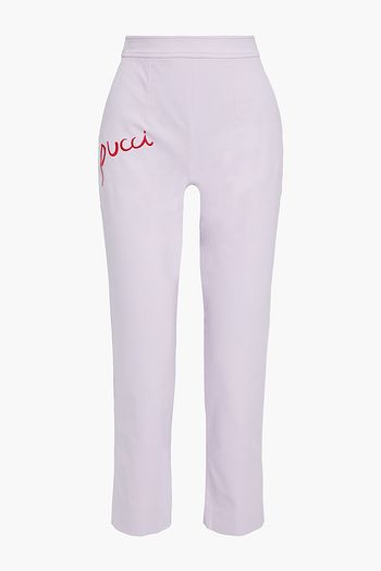 EMILIO PUCCI Cropped embroidered cady tapered pants