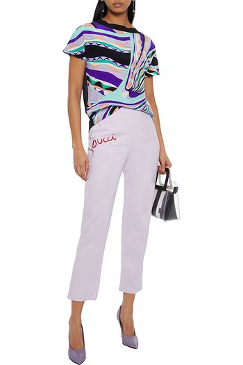 EMILIO PUCCI Cropped embroidered cady tapered pants