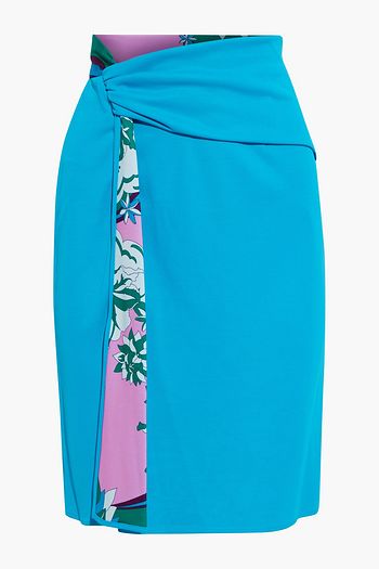 EMILIO PUCCI Draped paneled printed jersey skirt