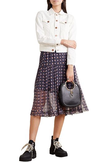 SEE BY CHLOÉ Tiered printed silk-georgette midi skirt