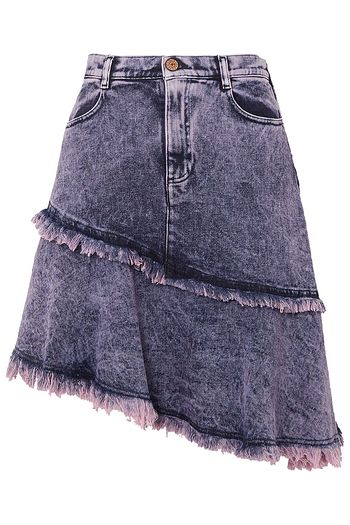 SEE BY CHLOÉ Asymmetric frayed acid-wash denim skirt