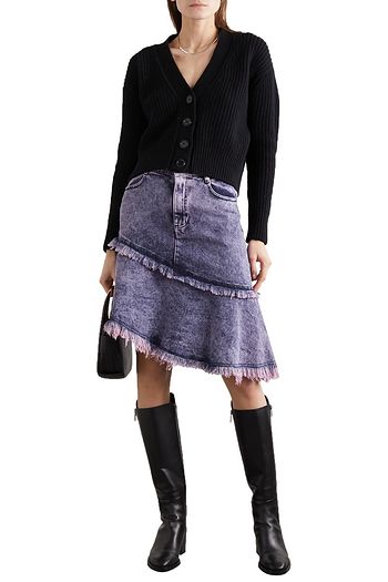 SEE BY CHLOÉ Asymmetric frayed acid-wash denim skirt