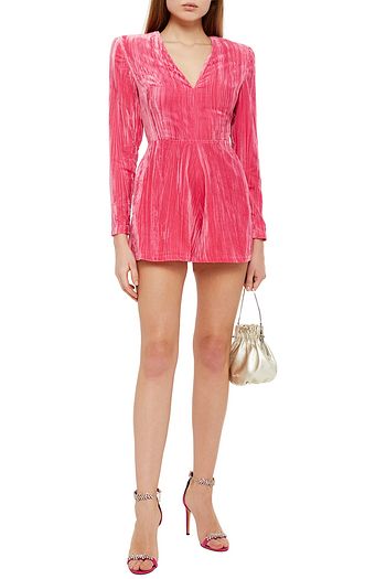 ROTATE BIRGER CHRISTENSEN Adelina crinkled velvet playsuit