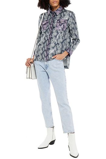 STAND STUDIO Snake-effect faux coated-suede shirt