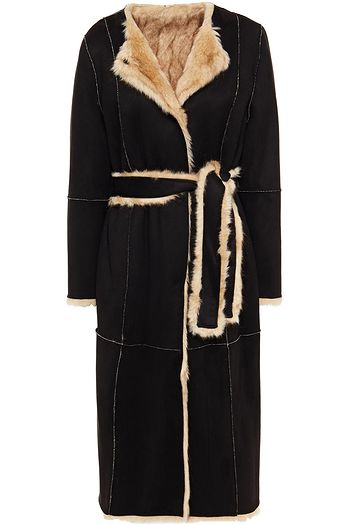 STAND STUDIO Jamie reversible faux suede and faux shearling coat