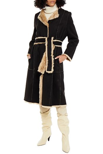 STAND STUDIO Jamie reversible faux suede and faux shearling coat