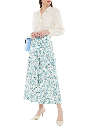 VIVETTA Cropped floral-print crepe wide-leg pants