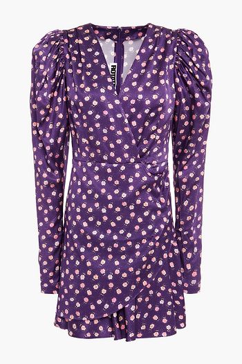 ROTATE BIRGER CHRISTENSEN Aiken wrap-effect floral-print satin-jersey mini dress