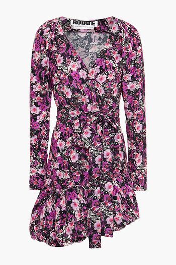 ROTATE BIRGER CHRISTENSEN Nancy floral-print crepe de chine mini wrap dress