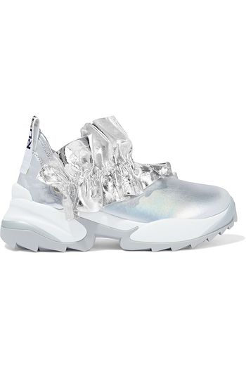 SERGIO ROSSI Extreme Ruffle metallic cracked-leather appliqués