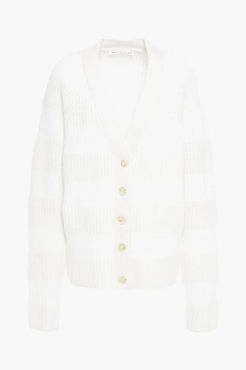 ALEXANDERWANG.T Striped ribbed wool-blend cardigan