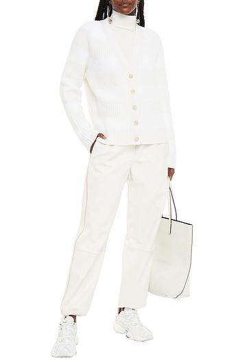 ALEXANDERWANG.T Striped ribbed wool-blend cardigan