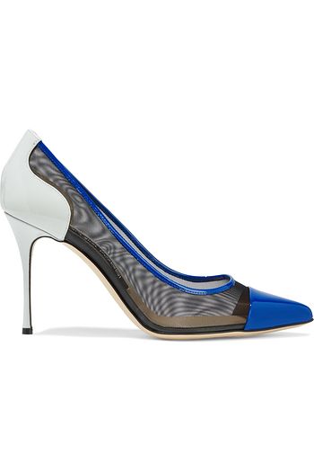 SERGIO ROSSI Godiva patent-leather and mesh pumps