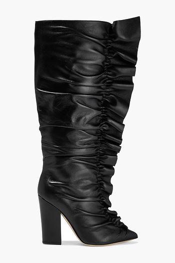 SERGIO ROSSI Gathered ruffled leather knee boots