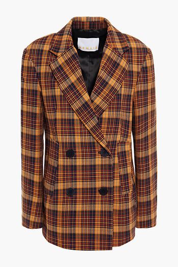 REMAIN BIRGER CHRISTENSEN Debbie double-breasted checked cotton-blend blazer