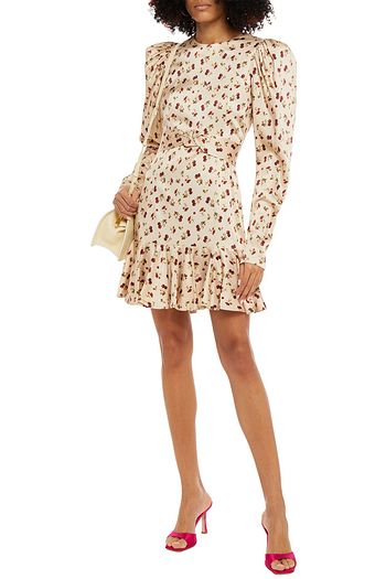 ROTATE BIRGER CHRISTENSEN Shelly knotted printed stretch-cady mini dress