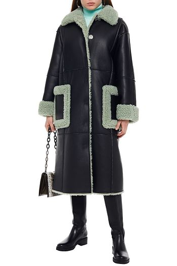STAND STUDIO Two-tone faux shearling coat
