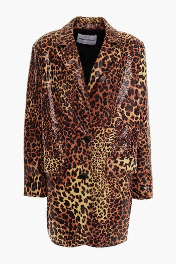STAND STUDIO Leopard-print coated faux snake-effect leather jacket