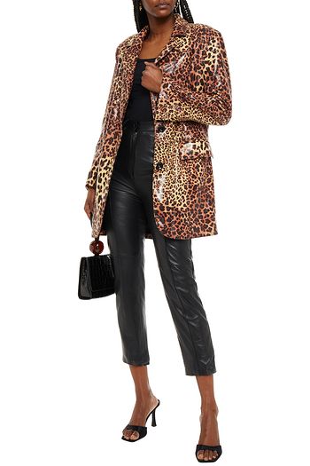 STAND STUDIO Leopard-print coated faux snake-effect leather jacket